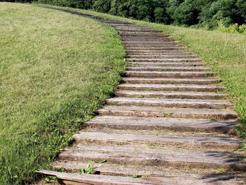 stairs, outdoor, wood, green, view, landscape, aging, stairs, stairs, stairs, stairs, stairs